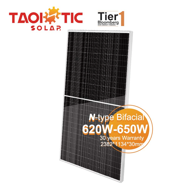 Tier 1 Brend, 625W-650W Mono Bifacial Dual-Glass G&uuml;nəş Modulu